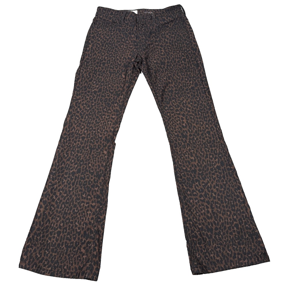 Pilcro Jeans Womens 27 Brown Leopard Print Flare Stretch Y2K Anthropologie Indie
